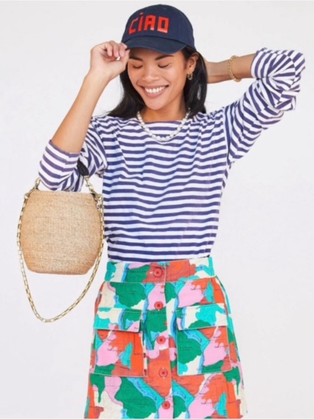 Clare V. Multi Map Mini Skirt Size Medium